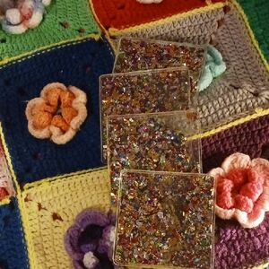Colorful Glitter Coasters